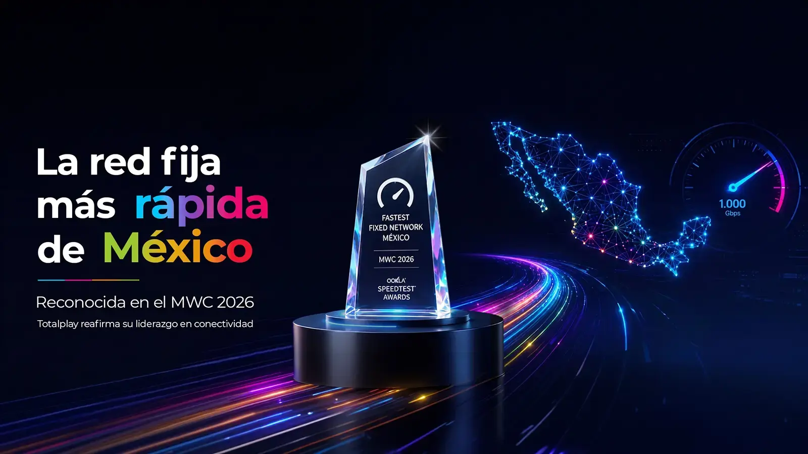 Portada de Totalplay reconocida por Ookla como la red fija más rápida de México en el MWC 2026